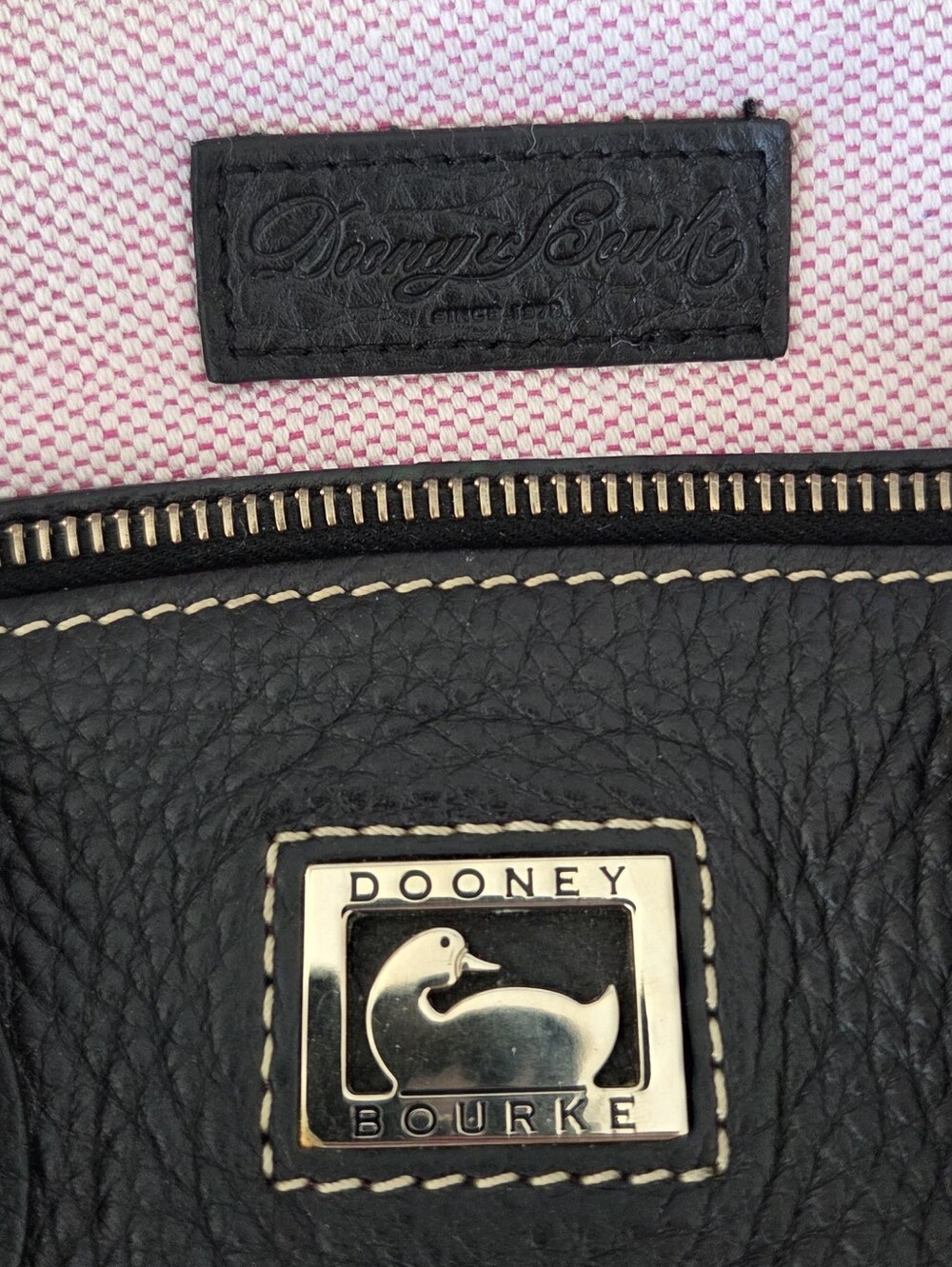 Dooney & Bourke Black Pebbled Leather Satchel Handbag Purse Large VTG - Picture 7 of 16